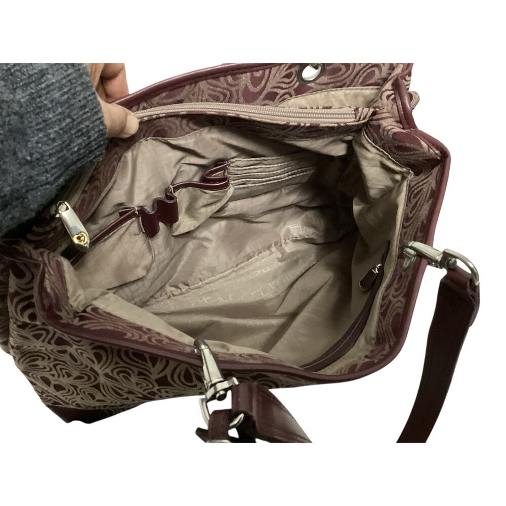 Diane von Furstenberg heart print canvas large burgundy weekender tote bag - Picture 3 of 3